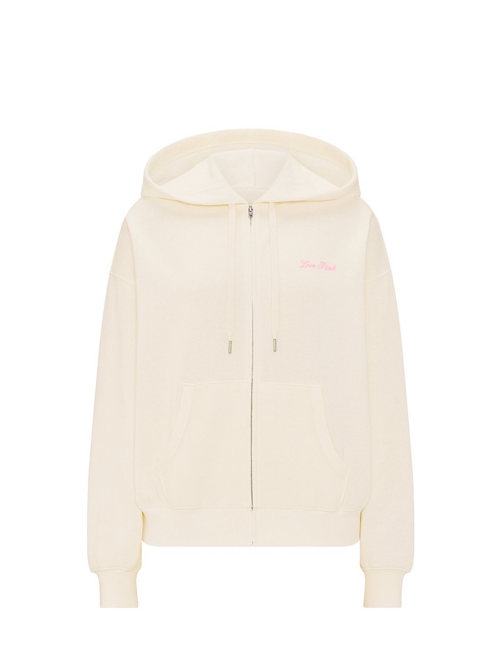 PINK Victoria's Secret Cream Zip-Up Hoodie with Pink Logo